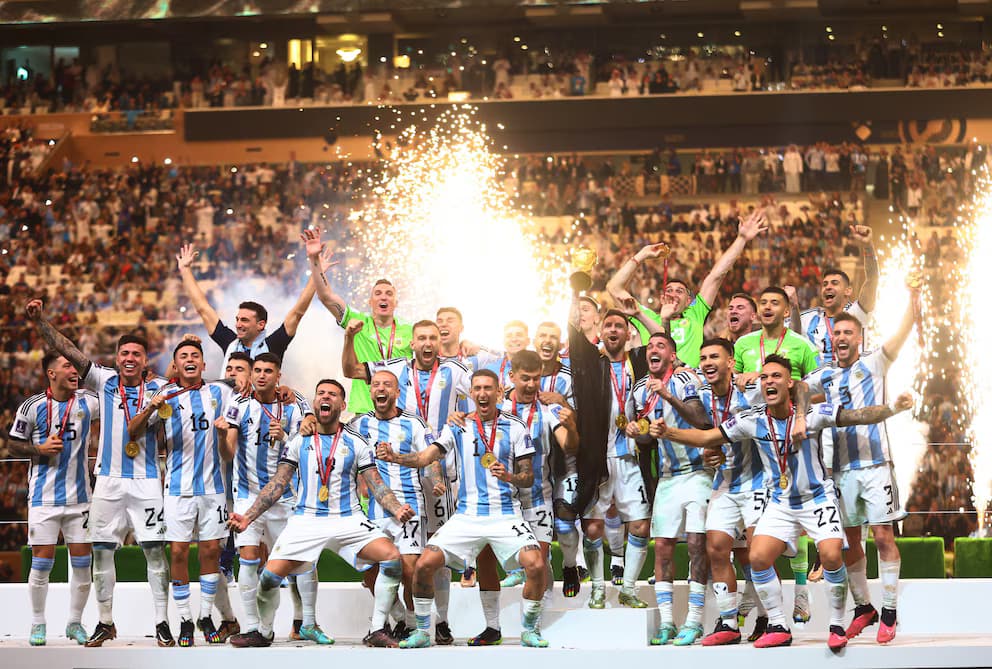 Selección Argentina celebrando en el Mundial